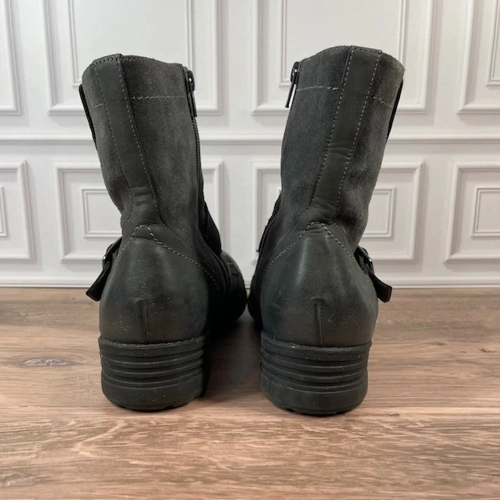 ABEO Verity Leather Combat/Moto Boots Lace Up Buckle Accent EUC Gray Size 9.5N - Picture 5 of 16
